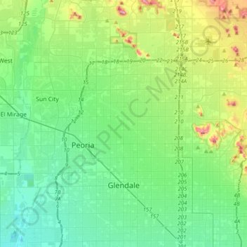 Glendale topographic map, elevation, terrain