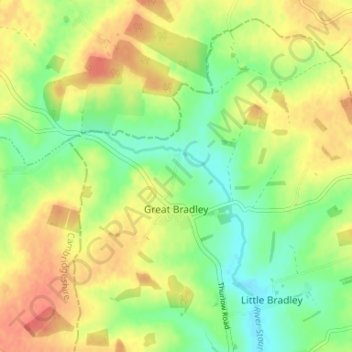 Great Bradley topographic map, elevation, terrain