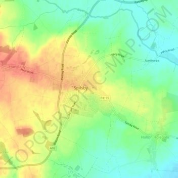 Spilsby topographic map, elevation, terrain