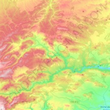 Bogarra topographic map, elevation, terrain