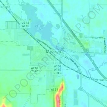 Mauston topographic map, elevation, terrain