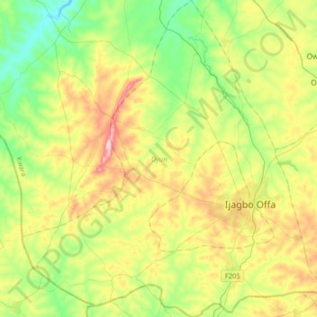 Oyun topographic map, elevation, terrain