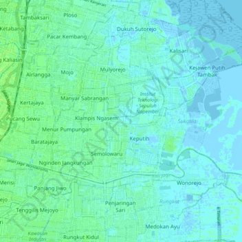 Sukolilo topographic map, elevation, terrain