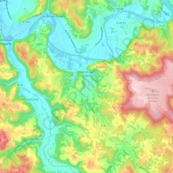 Cénac-et-Saint-Julien topographic map, elevation, terrain