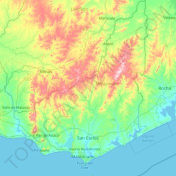 Maldonado topographic map, elevation, terrain