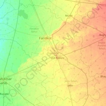Faridkot topographic map, elevation, terrain