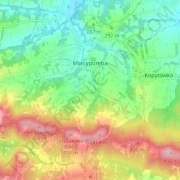 Marcyporęba topographic map, elevation, terrain