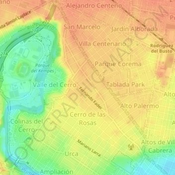 Cerro de las Rosas topographic map, elevation, terrain