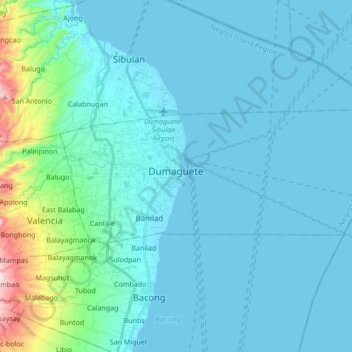 Dumaguete topographic map, elevation, terrain