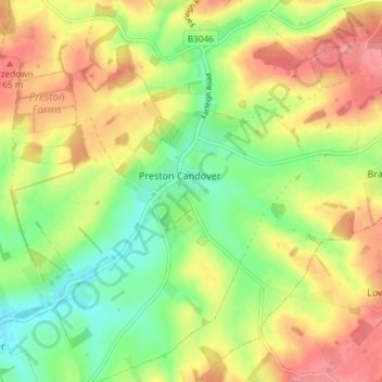 Preston Candover topographic map, elevation, terrain