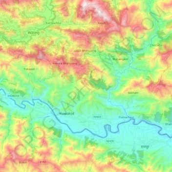 Chapakot topographic map, elevation, terrain