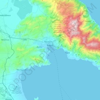 Volos Municipality topographic map, elevation, terrain