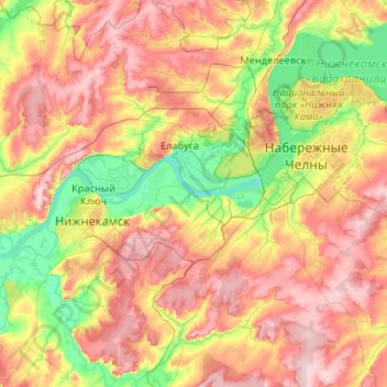Тукаевский район topographic map, elevation, terrain