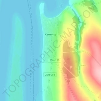 Каменка topographic map, elevation, terrain