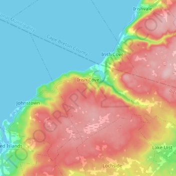 Irish Cove topographic map, elevation, terrain