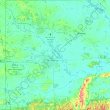 Saline County topographic map, elevation, terrain