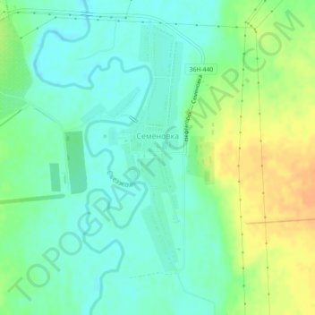 Семёновка topographic map, elevation, terrain