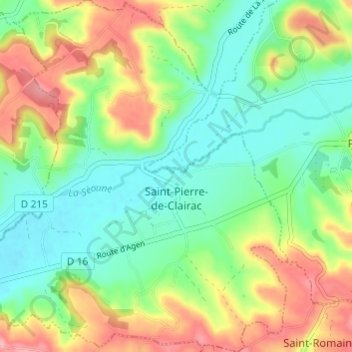 Saint-Pierre-de-Clairac topographic map, elevation, terrain