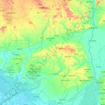 Edo State topographic map, elevation, terrain