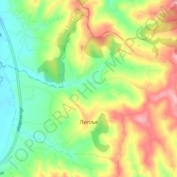 Liplje topographic map, elevation, terrain