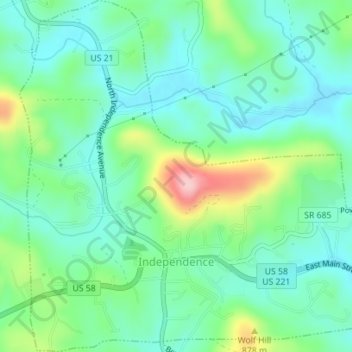 Independence topographic map, elevation, terrain