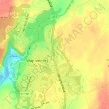 Village of Wappingers Falls topographic map, elevation, terrain