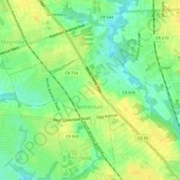 Somerdale topographic map, elevation, terrain