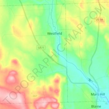 Westfield topographic map, elevation, terrain