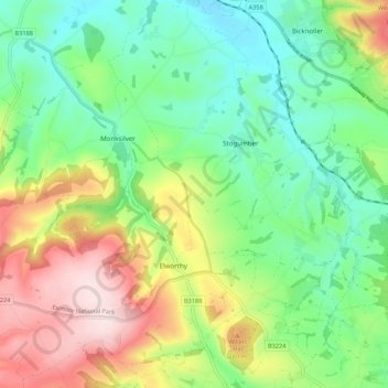 Stogumber topographic map, elevation, terrain