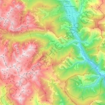 Espot topographic map, elevation, terrain