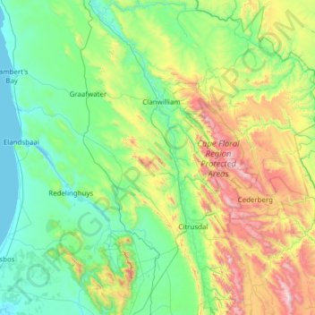Cederberg Local Municipality topographic map, elevation, terrain
