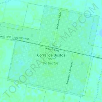 Corral De Bustos topographic map, elevation, terrain