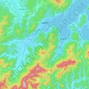 Yosano topographic map, elevation, terrain