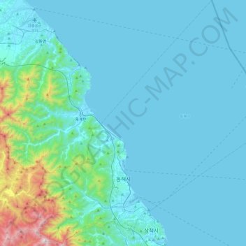 Donghae-si topographic map, elevation, terrain