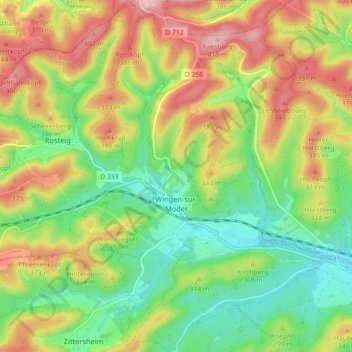 Wingen-sur-Moder topographic map, elevation, terrain