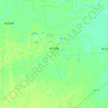 塔尔湖镇 topographic map, elevation, terrain