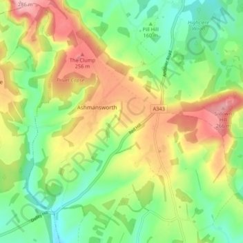 Ashmansworth topographic map, elevation, terrain
