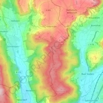 Udenhain topographic map, elevation, terrain