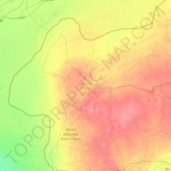 Jaisalmer topographic map, elevation, terrain