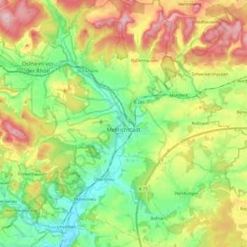 Mellrichstadt topographic map, elevation, terrain