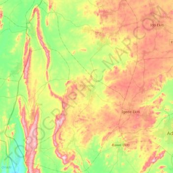 Ekiti West topographic map, elevation, terrain