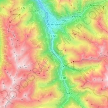 Luz-Saint-Sauveur topographic map, elevation, terrain