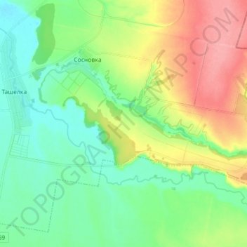 Ташелка topographic map, elevation, terrain