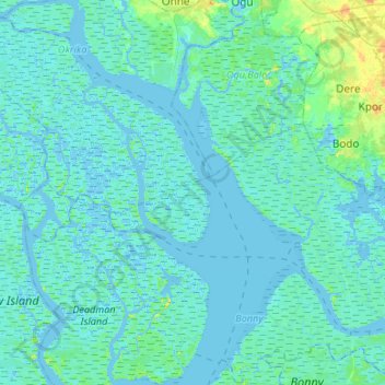 Bonny River topographic map, elevation, terrain