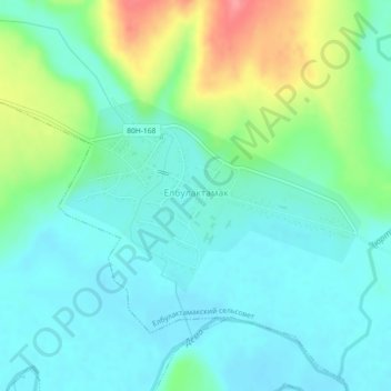 Елбулактамак topographic map, elevation, terrain