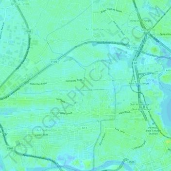 Ajegunle Canal topographic map, elevation, terrain