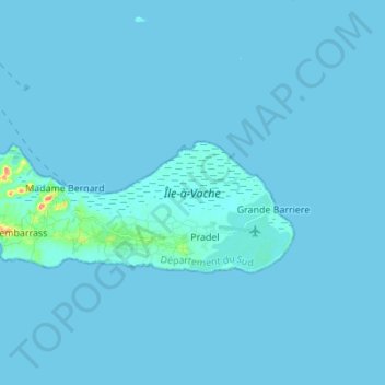 Île-à-Vache topographic map, elevation, terrain