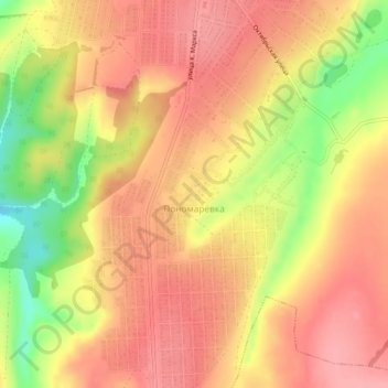 Пономаревка topographic map, elevation, terrain