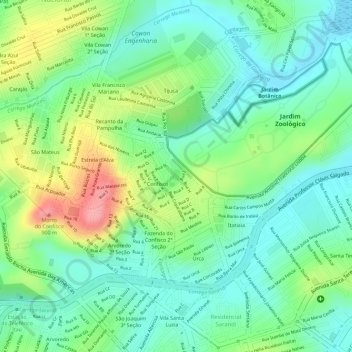 Praça Confisco topographic map, elevation, terrain