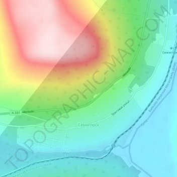 Семигорск topographic map, elevation, terrain